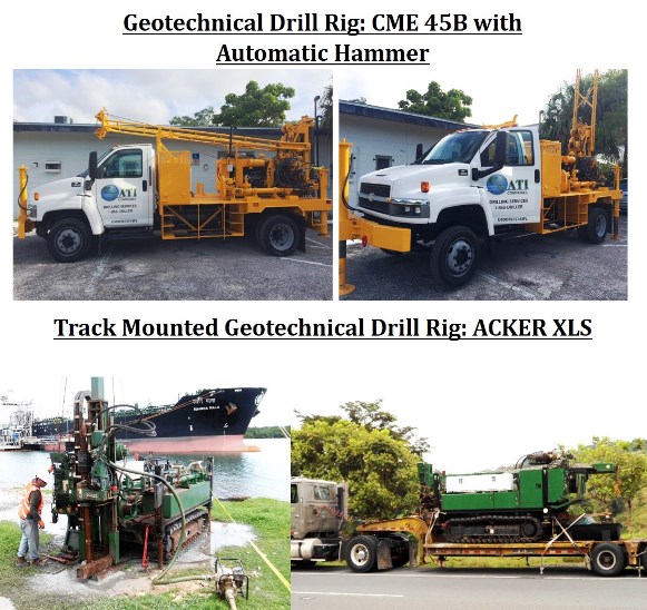 ATI Drilling renews its Geotechnical Drilling Services with Two Geotechnical Drill Rigs: Truck Mounted CME 45B with Automatic Hammer and Track Mounted ACKER XLS